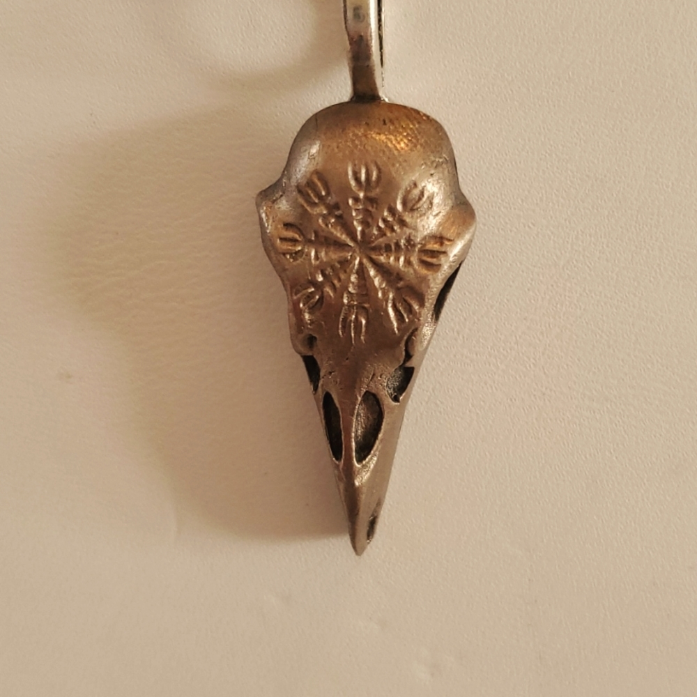 Handcrafted  Bronze skull necklace and chain By Gina Witten